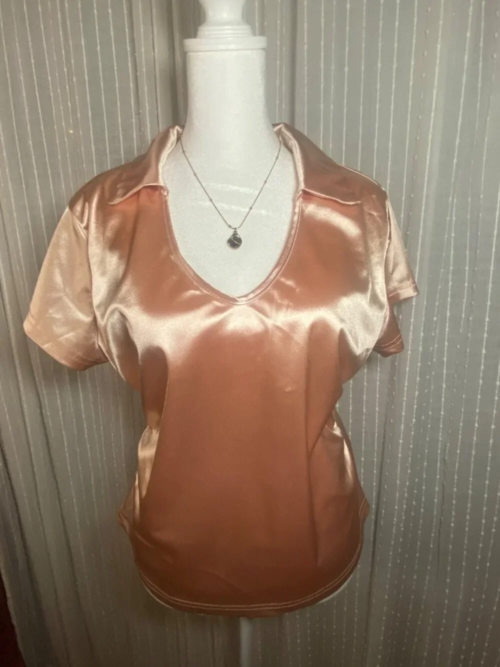 NWOT SHEIN Rose Gold Satin Blouse XL
